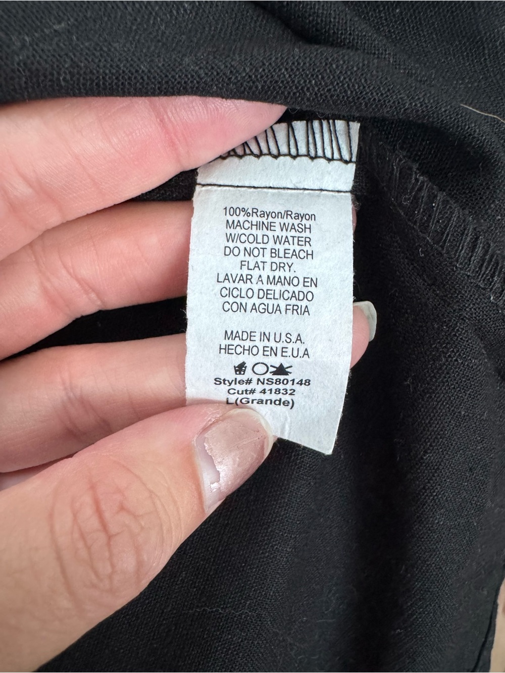 NWOT Final Touch 100% Rayon Black Tie-Waist Midi Skirt - Picture 4 of 4
